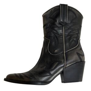 Forever 21 Stitch Design Pointy Distressed Cowboy Boots Size 7 New